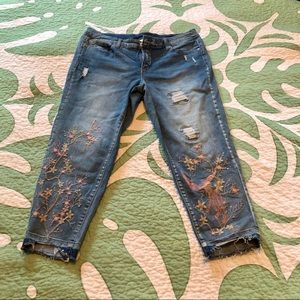 Terra & Sky Jeans Embellished Embroidered Distressed Size 14 W